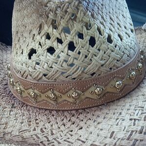 Elegant Straw Hat with Gold Detailing